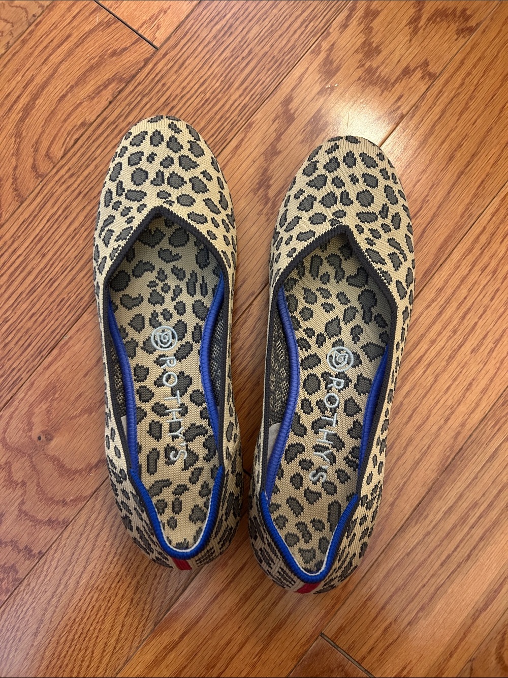 Rothy’s Leopard Print Ballet Flats with Blue Trim - Women